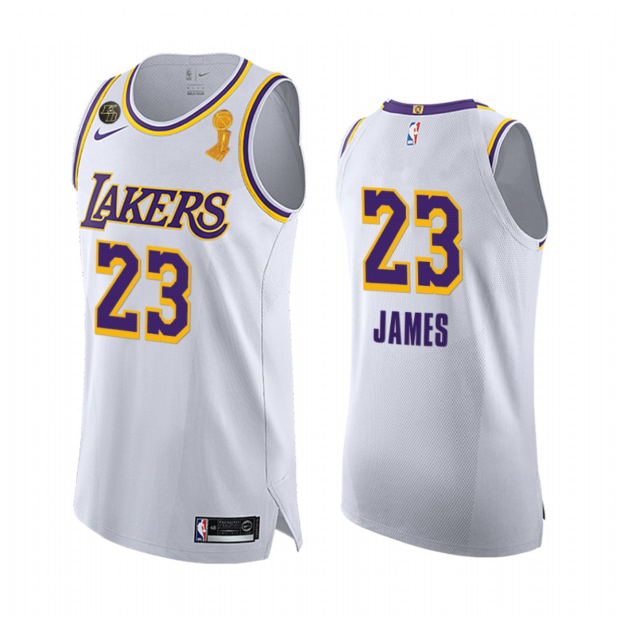 Los Angeles Lakers Finals Champions LeBron James White Social justice Jersey Association