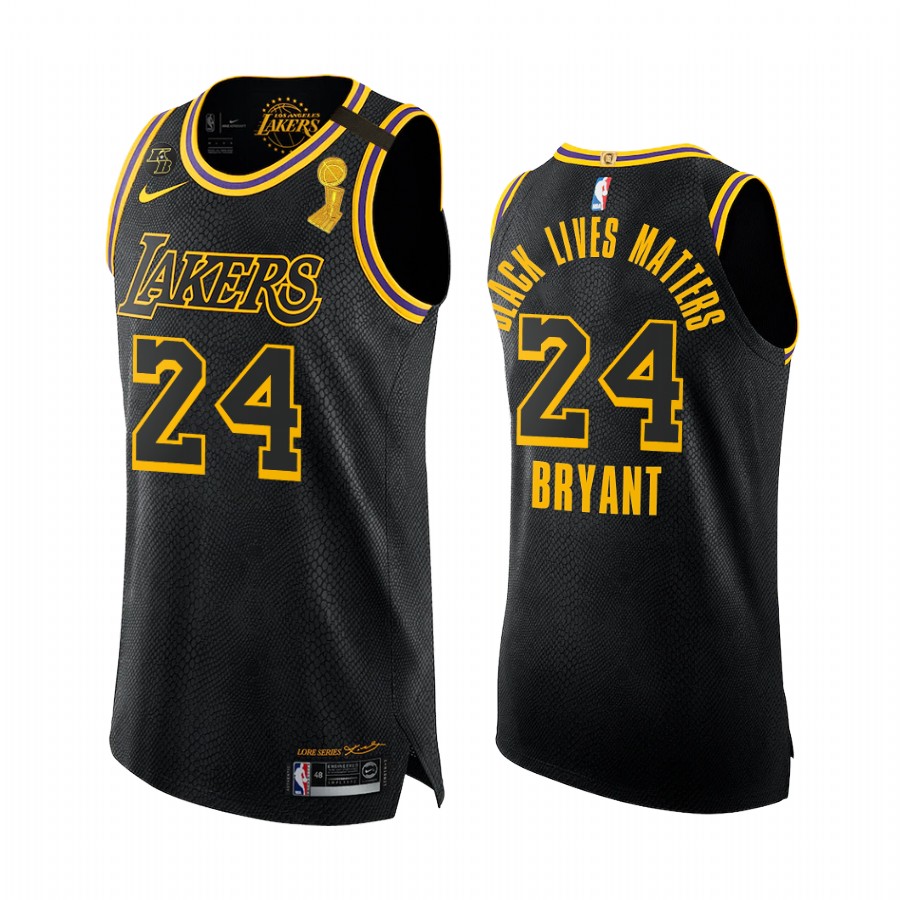 Los Angeles Lakers Finals Champs Kobe Bryant Black Honors Mamba and Gigi Jersey