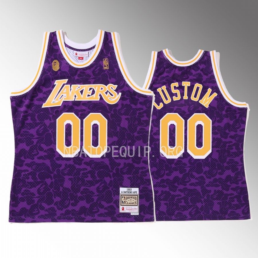 Los Angeles Lakers BAPE Custom Purple #00 Jersey Camo Tanktop