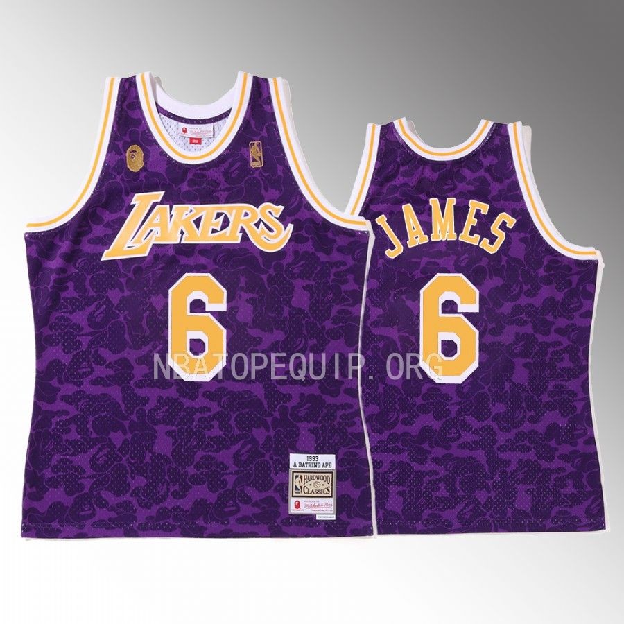 Los Angeles Lakers BAPE LeBron James Purple #6 Jersey Camo Tanktop