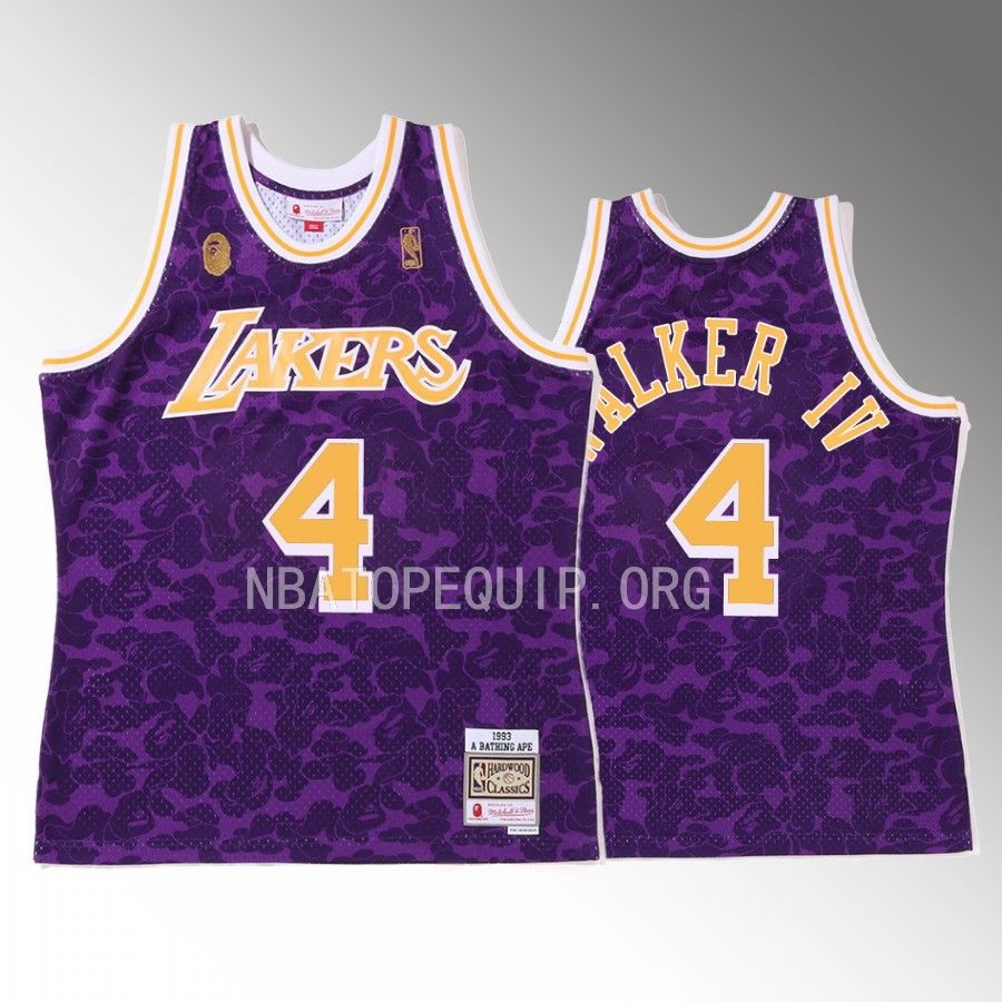 Los Angeles Lakers BAPE Lonnie Walker IV Purple #4 Jersey Camo Tanktop