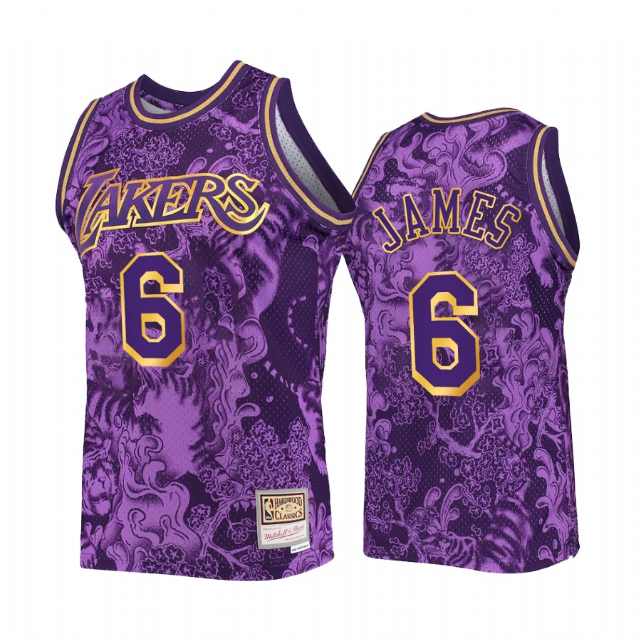 Los Angeles Lakers Lunar New Year LeBron James Jersey Purple Mitchell Ness