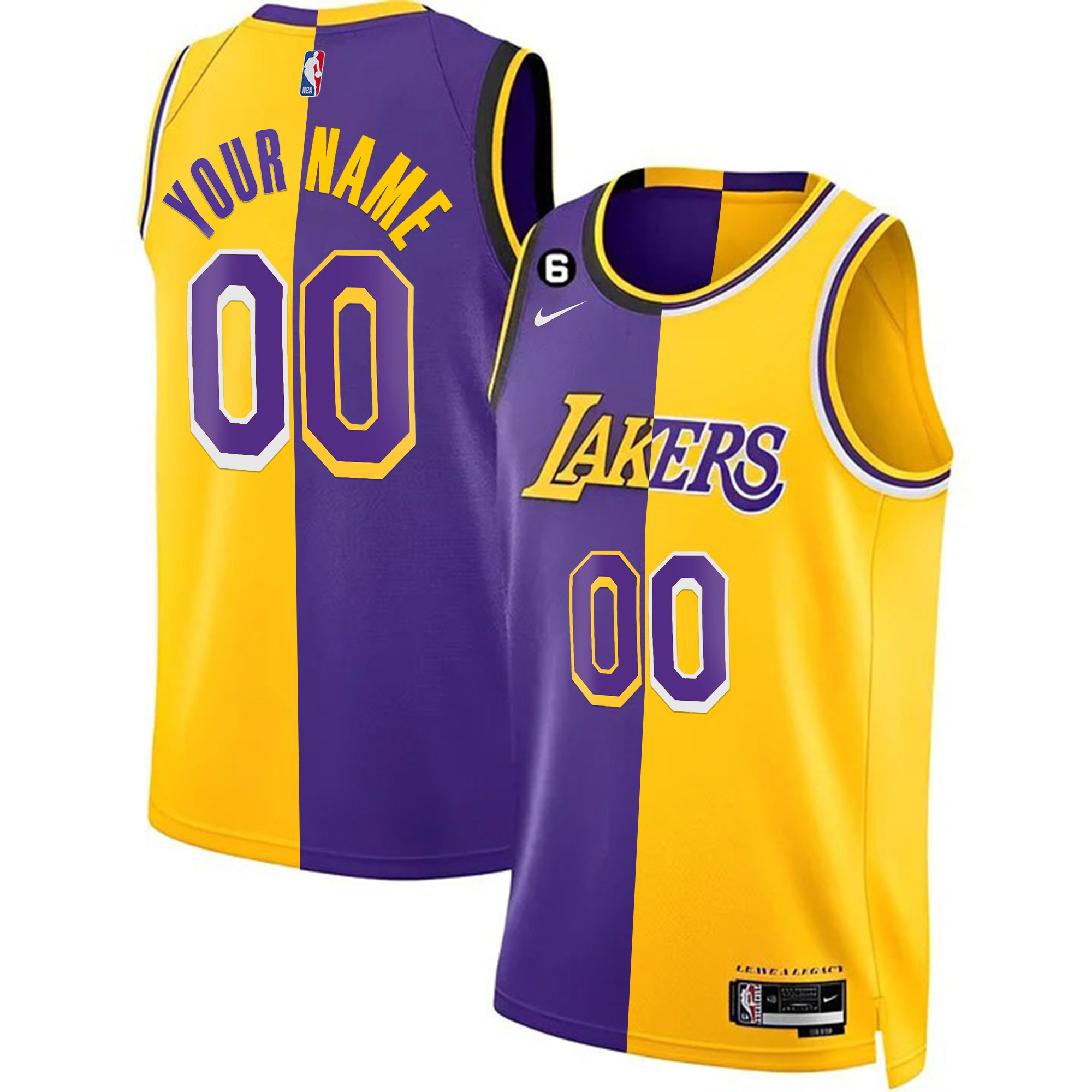 Los Angeles Lakers Custom Collection Split Jersey - All Stitched