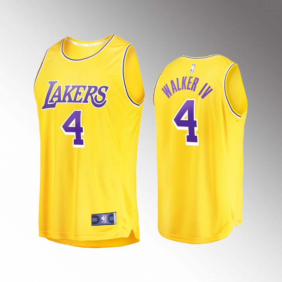 Los Angeles Lakers #4 Lonnie Walker IV Icon Edition Jersey Fast Break Gold