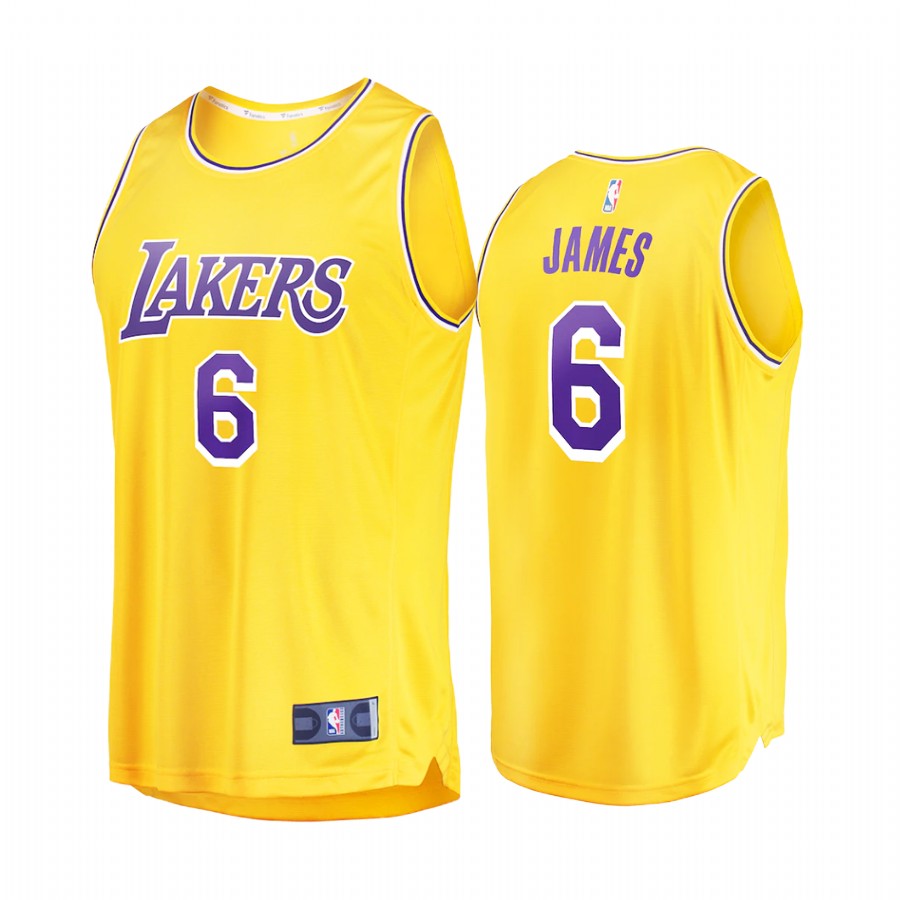 Los Angeles Lakers #6 LeBron James Jersey Gold Icon Edition