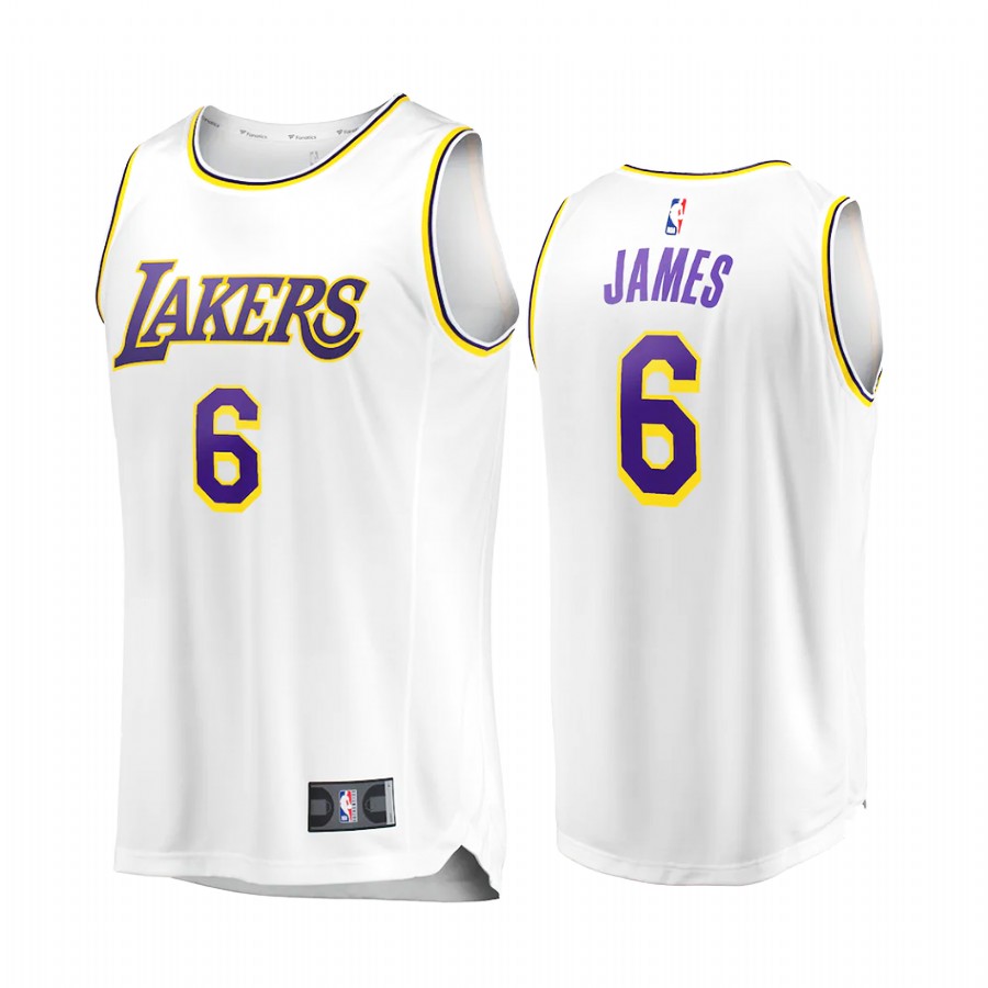 Los Angeles Lakers #6 LeBron James Jersey White Association Edition