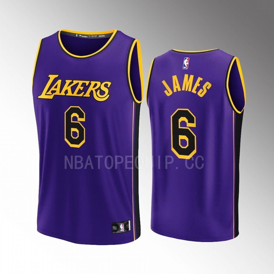 Los Angeles Lakers #6 LeBron James Statement Jersey Fast Break Purple