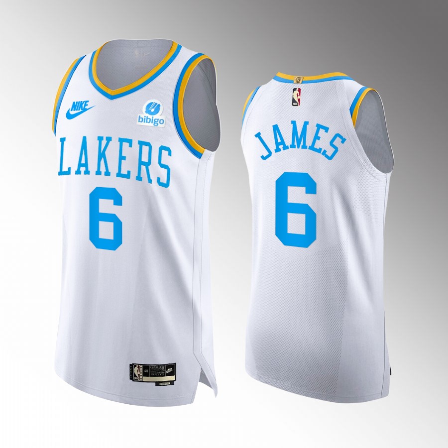 Los Angeles Lakers #6 LeBron James White Jersey Classic Edition