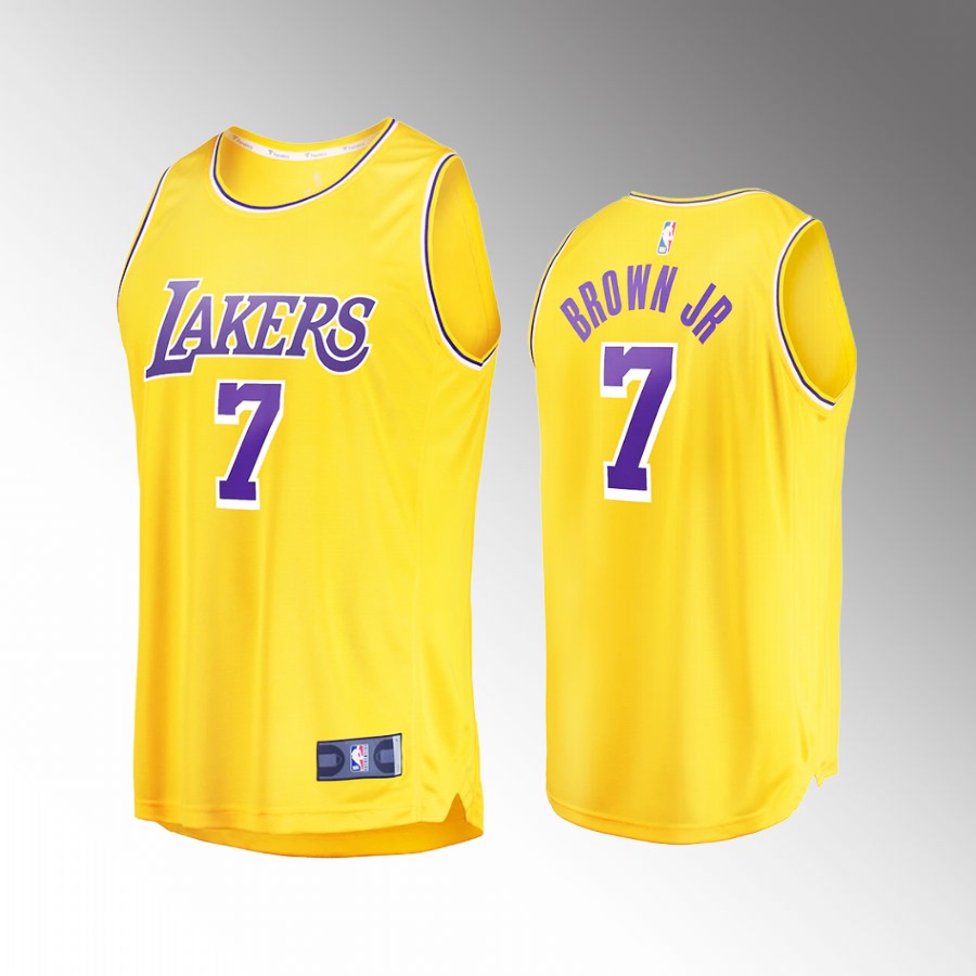 Los Angeles Lakers #7 Troy Brown Jr. Icon Edition Jersey Fast Break Gold