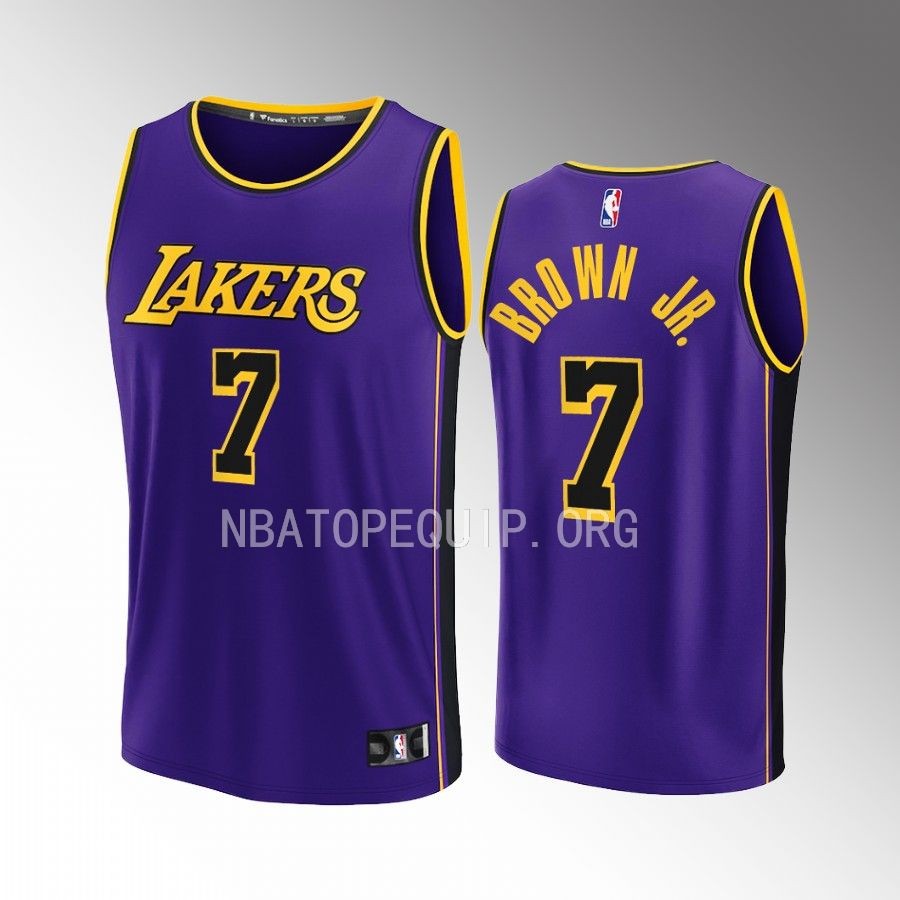 Los Angeles Lakers #7 Troy Brown Jr. Statement Jersey Fast Break Purple