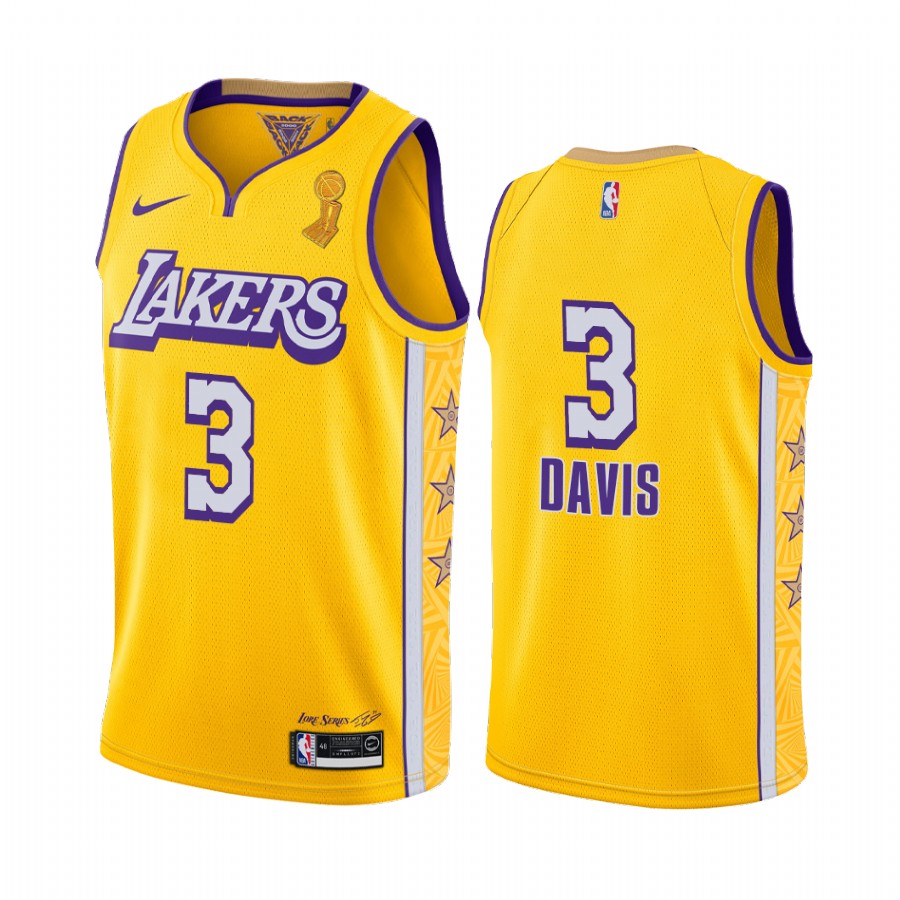 Los Angeles Lakers Anthony Davis Finals Champions Jersey Gold Social justice