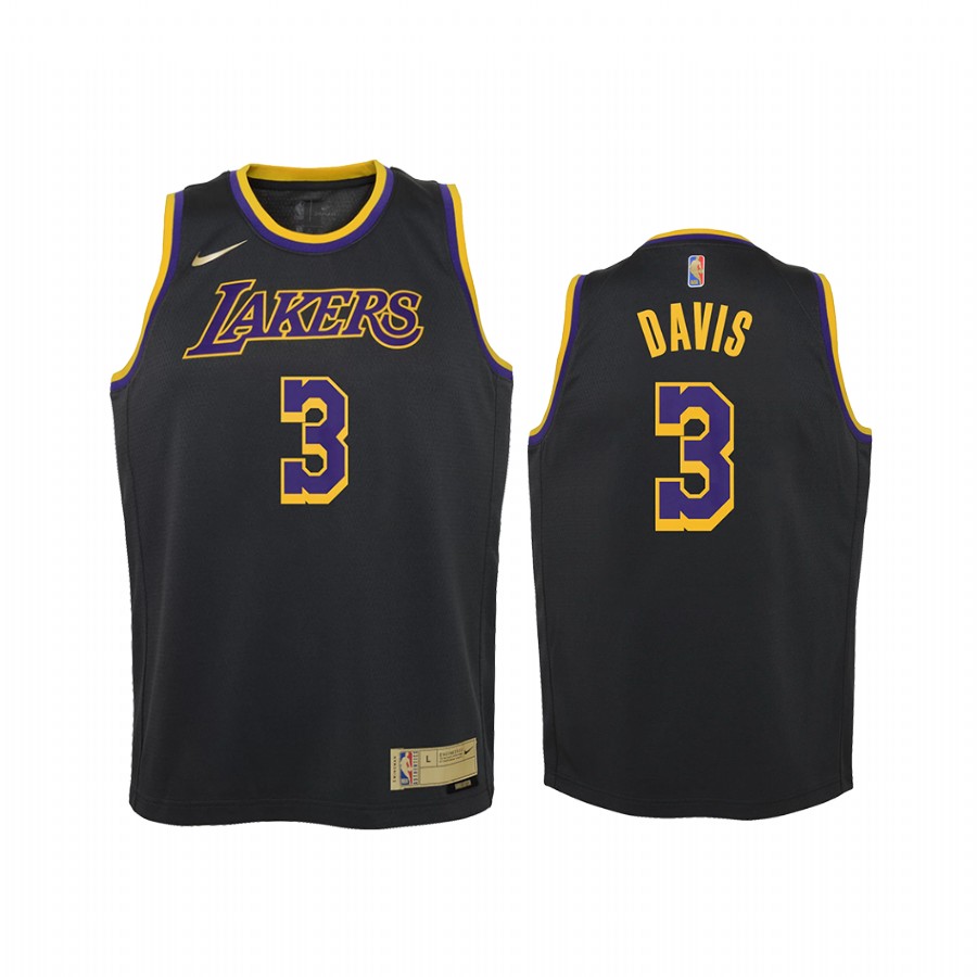 Los Angeles Lakers Anthony Davis Earned Edition Black Youth Jersey Swingman #3