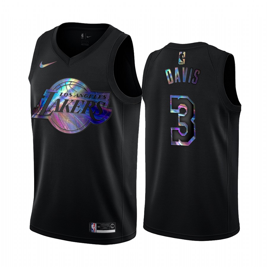 Los Angeles Lakers Anthony Davis #3 Jersey Iridescent Black HWC Limited
