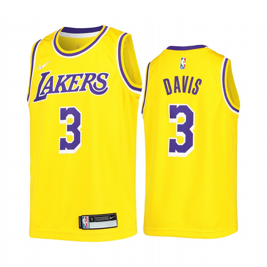 Los Angeles Lakers Anthony Davis Icon Edition Gold Youth Jersey 75th Diamond #3