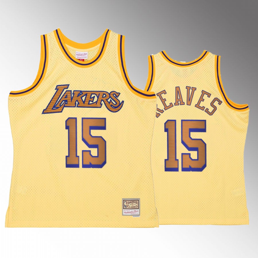 Los Angeles Lakers Austin Reaves Yellow Space Knit Men Jersey Hardwood Classics