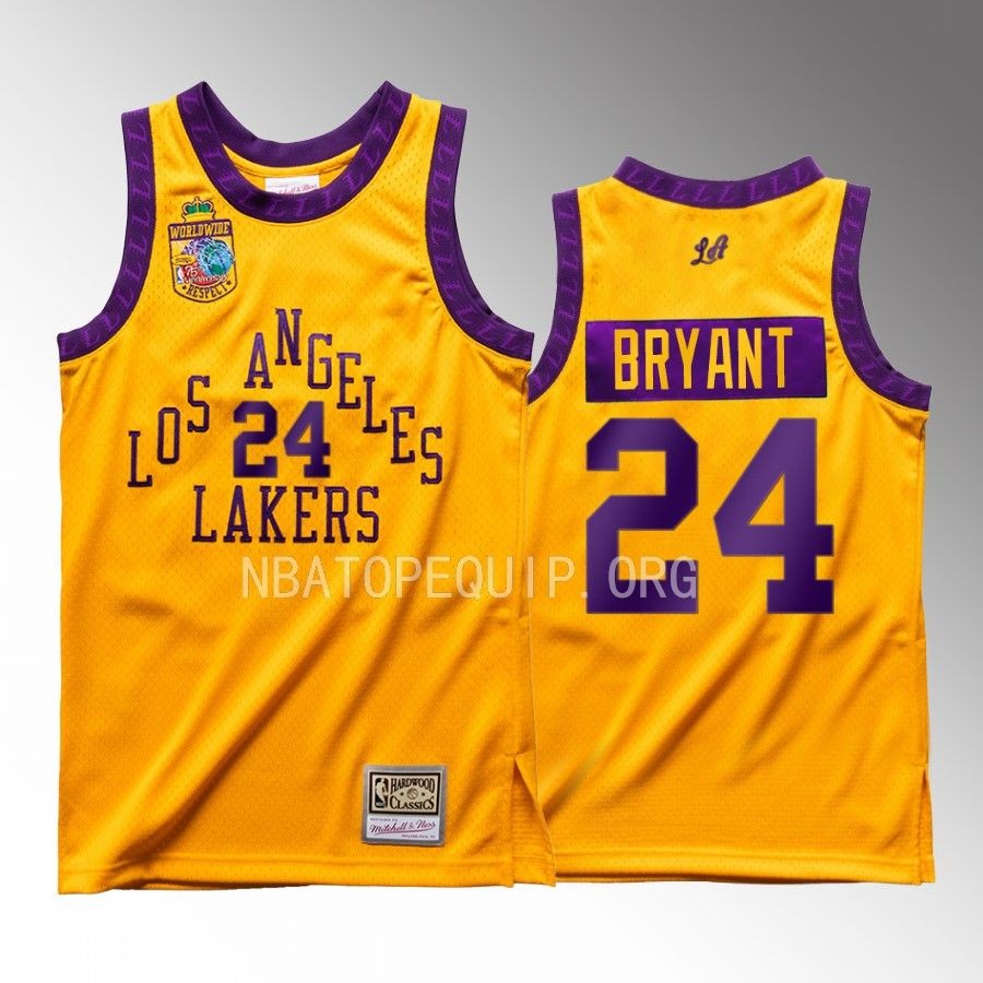 Los Angeles Lakers Bodega X Mitchell Ness Kobe Bryant Gold #24 Jersey Worldwide Respect