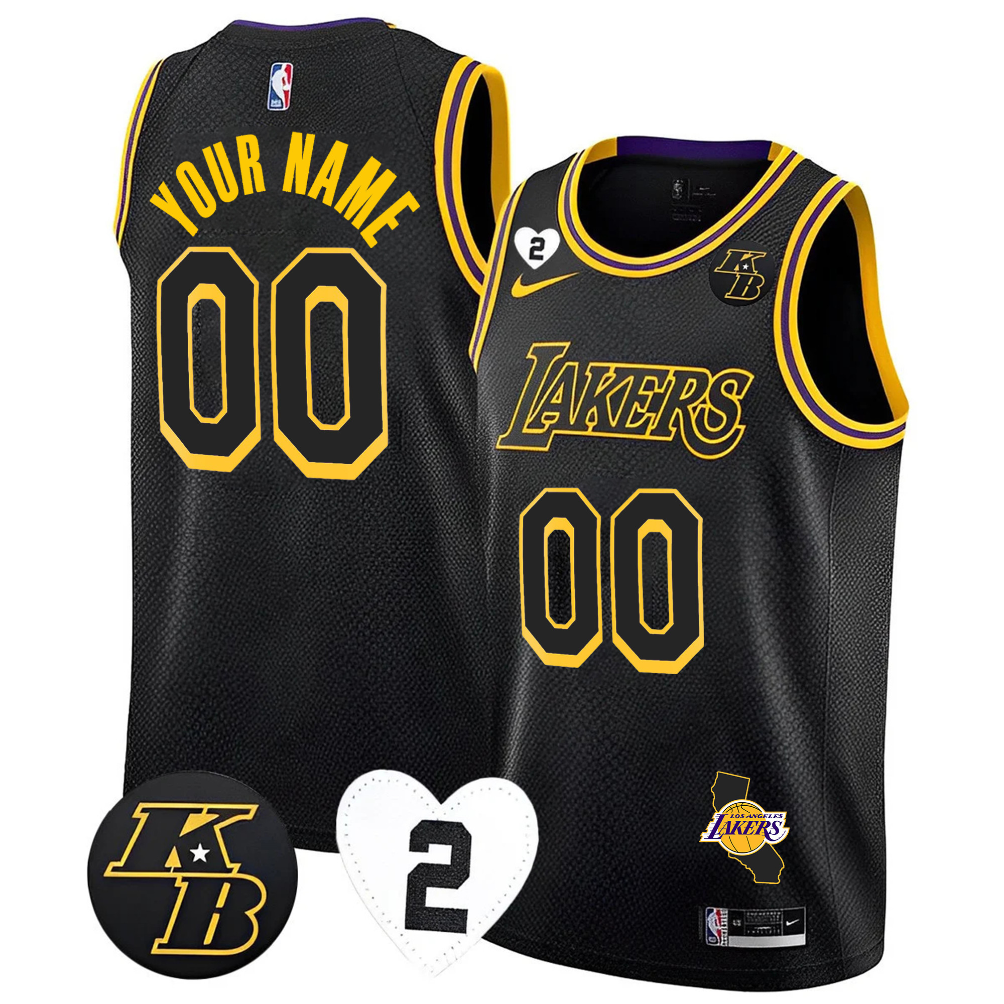 Los Angeles Lakers California Patch Custom Kobe & GiGi Jersey - All Stitched