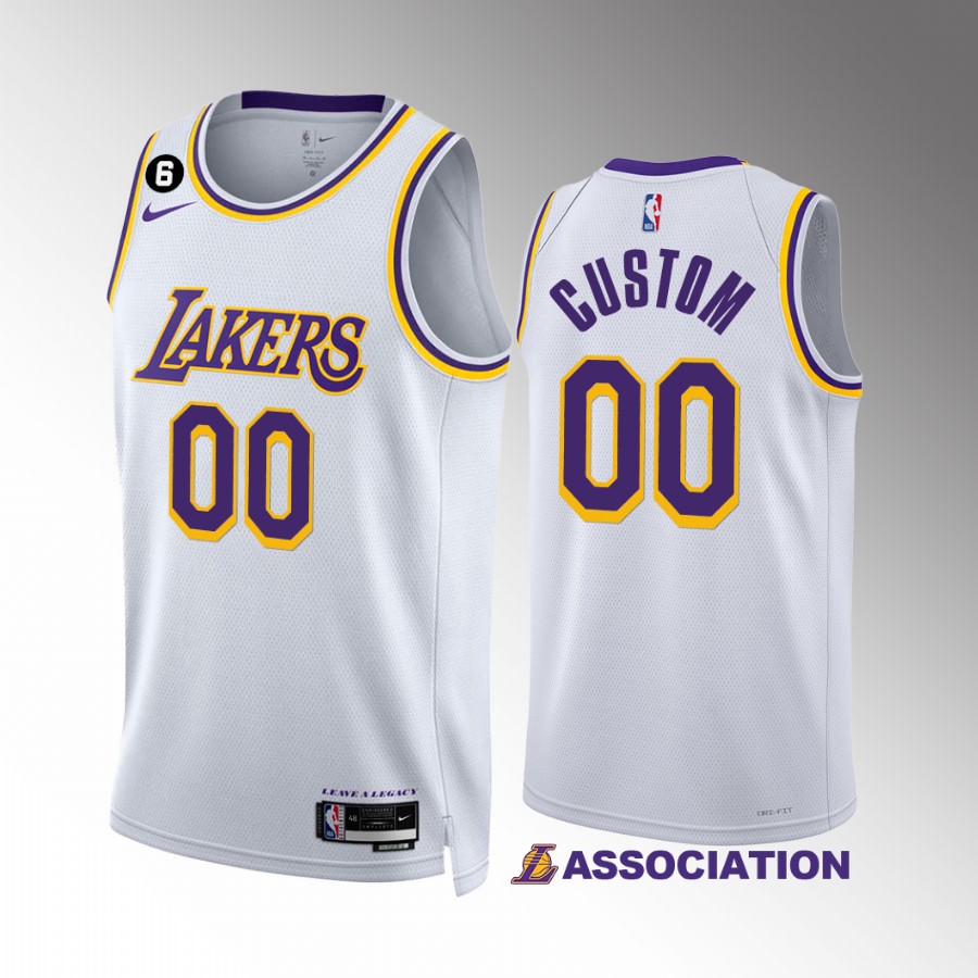 Los Angeles Lakers Custom Association Edition White #00 Jersey NO.6 Patch
