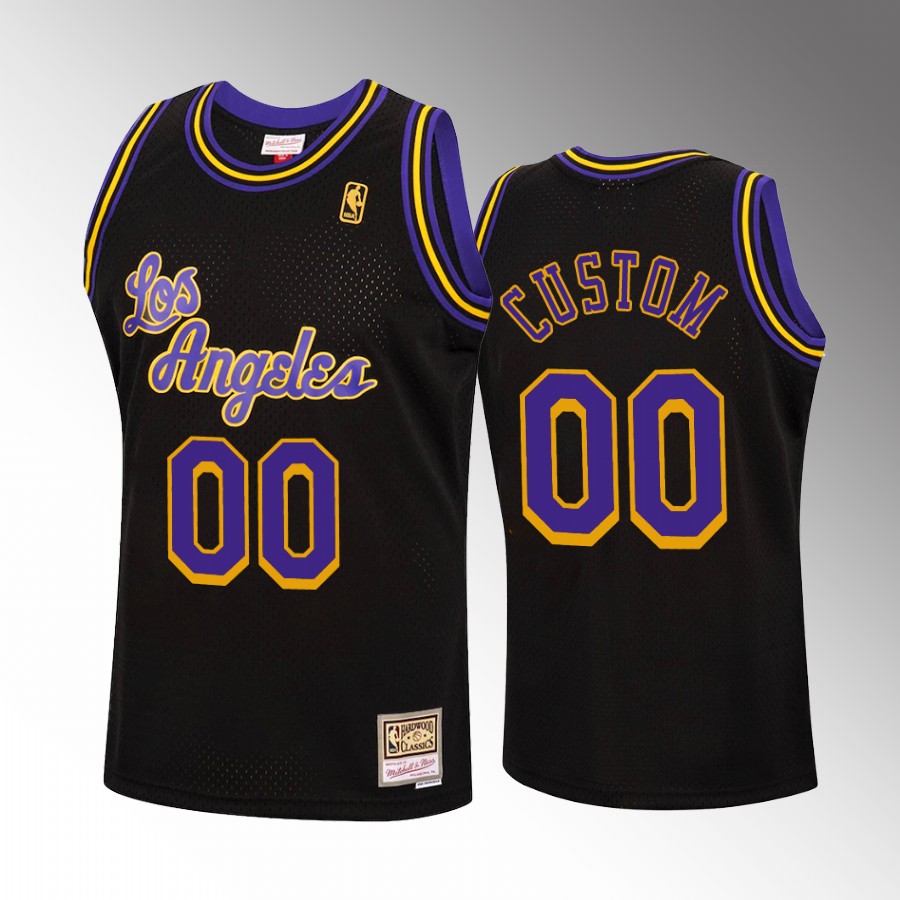 Los Angeles Lakers Custom Black Hollywood Nights Men Jersey Hardwood Classics