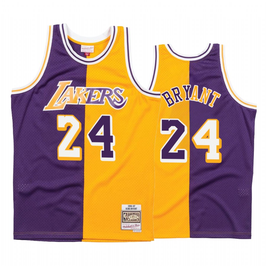Los Angeles Lakers Kobe Bryant #24 Purple Gold Split Jersey