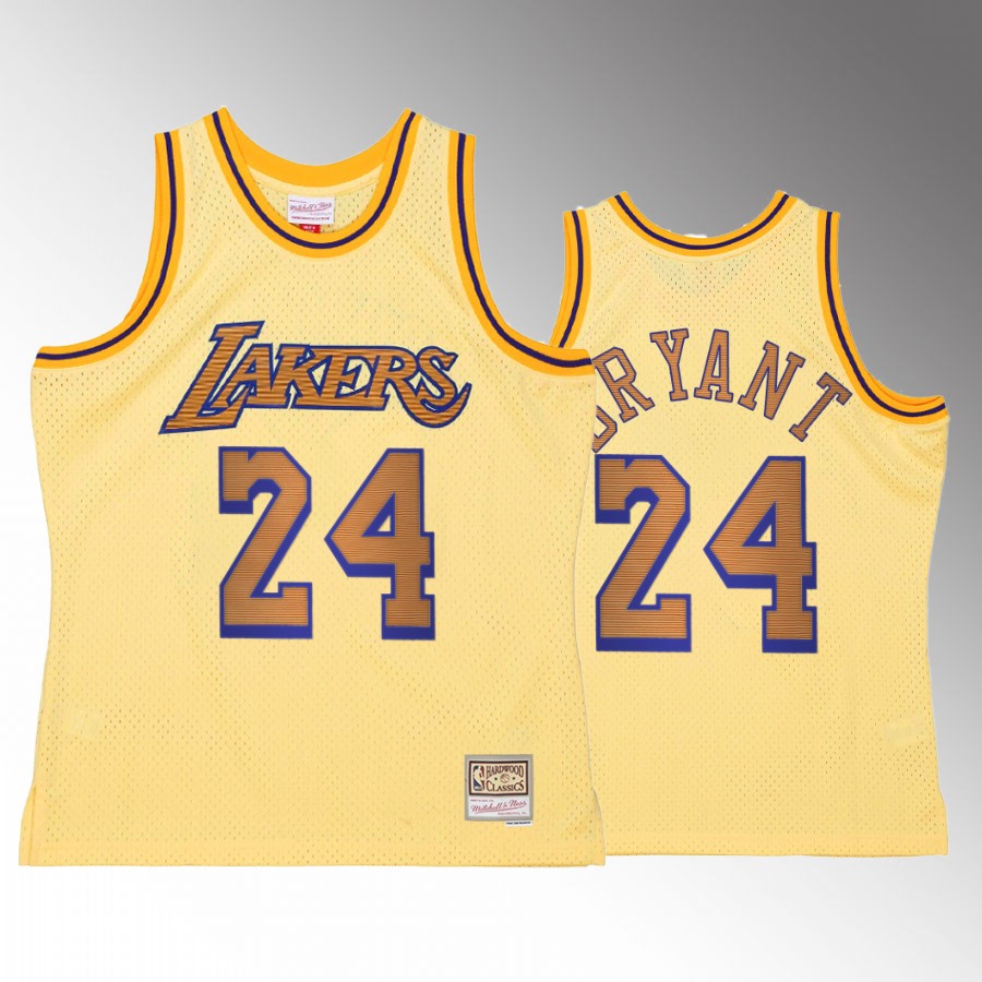 Los Angeles Lakers Kobe Bryant Yellow Space Knit Men Jersey Hardwood Classics