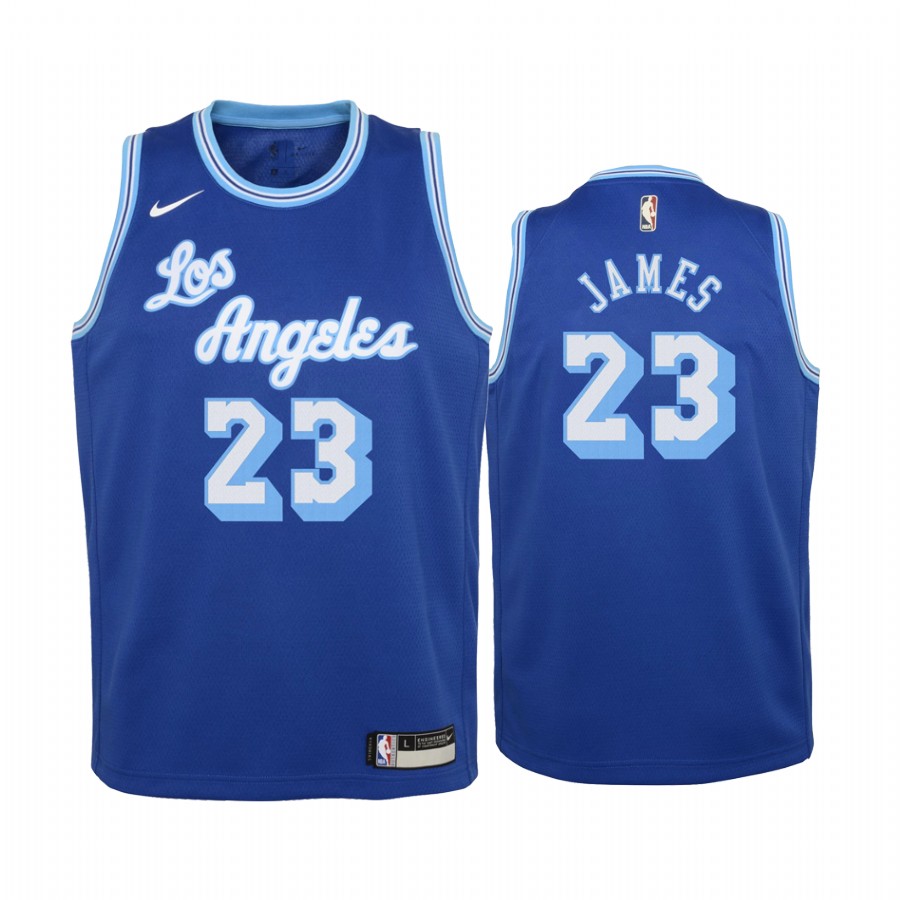 Los Angeles Lakers LeBron James  Hardwood Classics Blue Youth Jersey #23