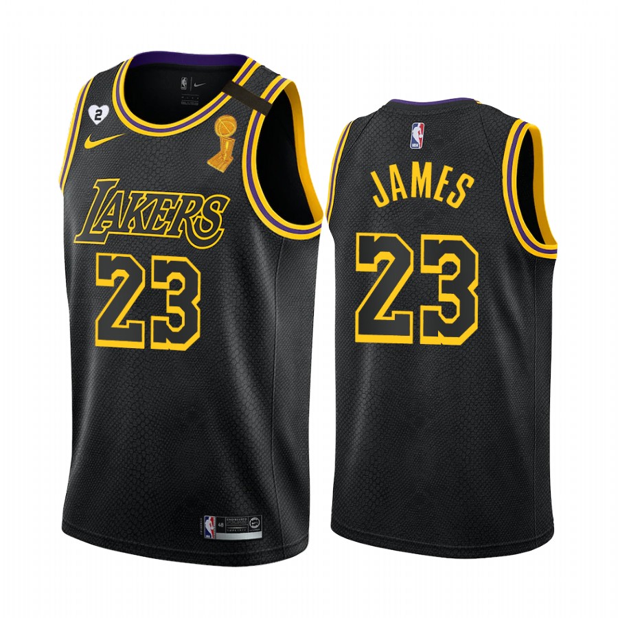 Los Angeles Lakers LeBron James Finals Champions Jersey Black Mamba Inspired