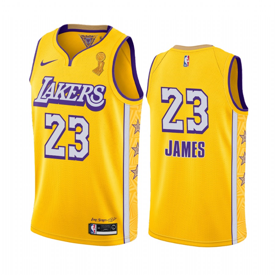 Los Angeles Lakers LeBron James Finals Champions Jersey Gold Social justice