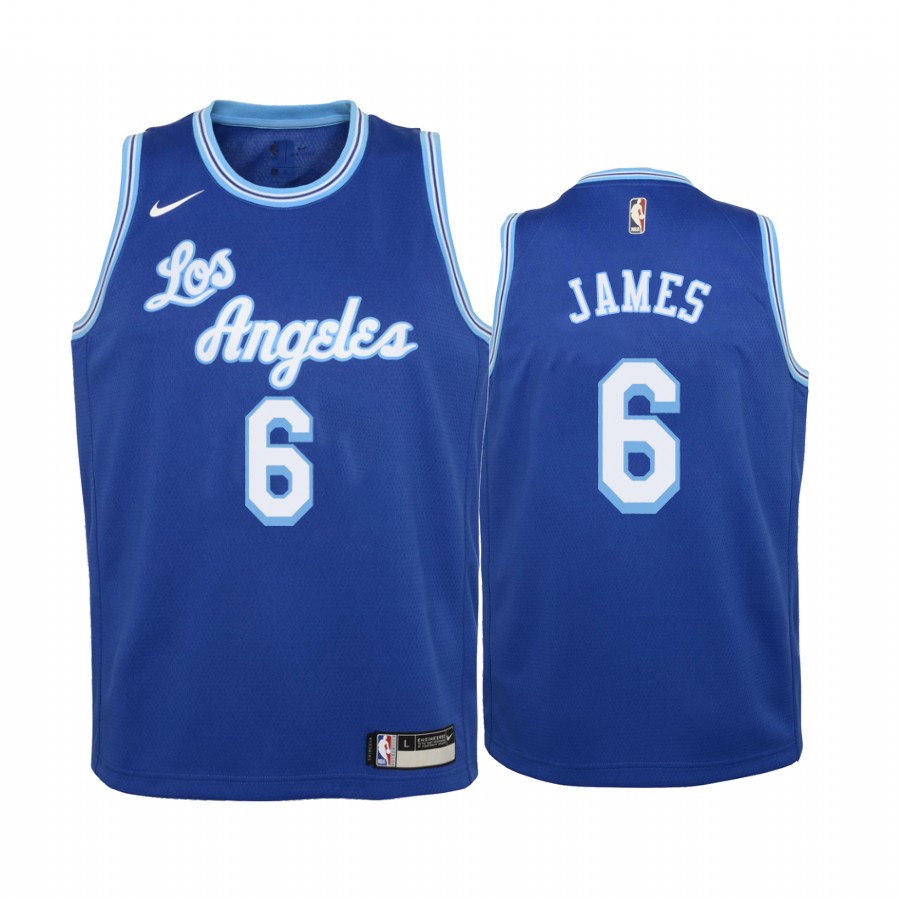 Los Angeles Lakers LeBron James Classic Edition Royal Youth Jersey Change Number #6