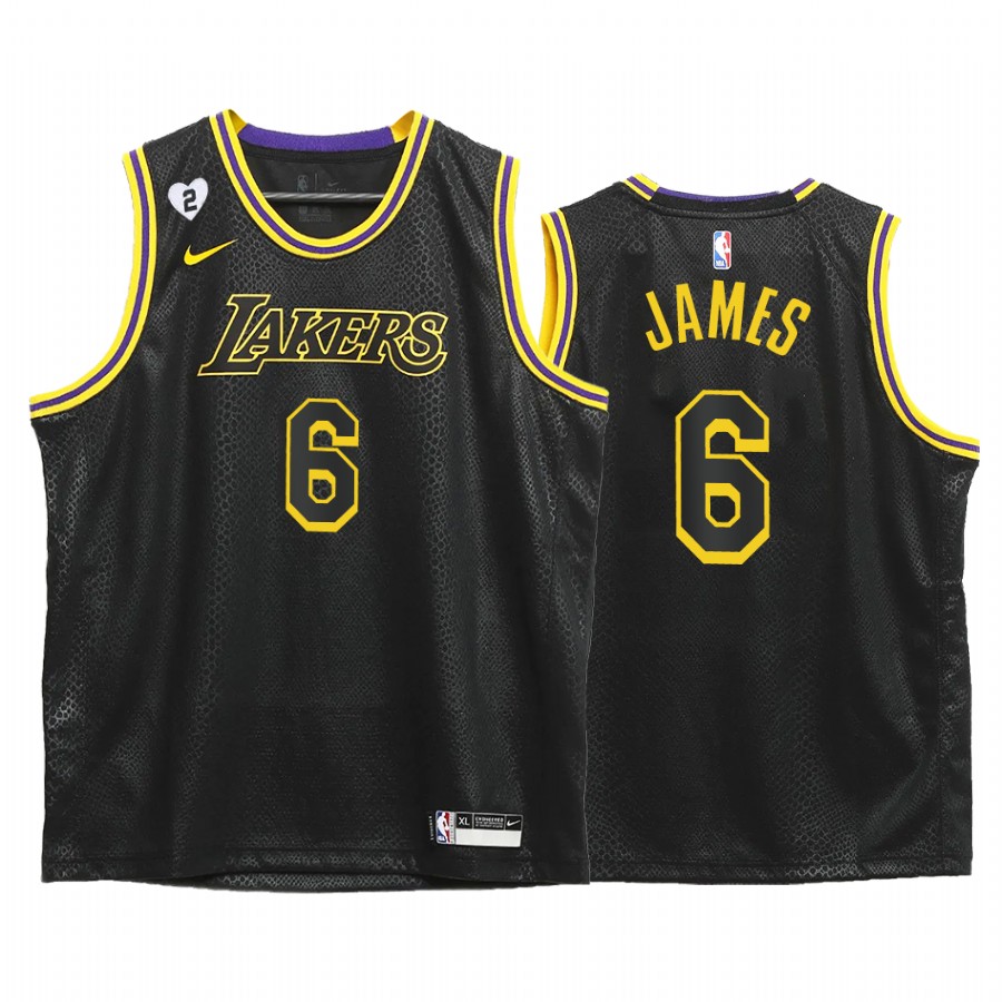 Los Angeles Lakers LeBron James Mamba Inspired Black Youth Jersey Change Number #6