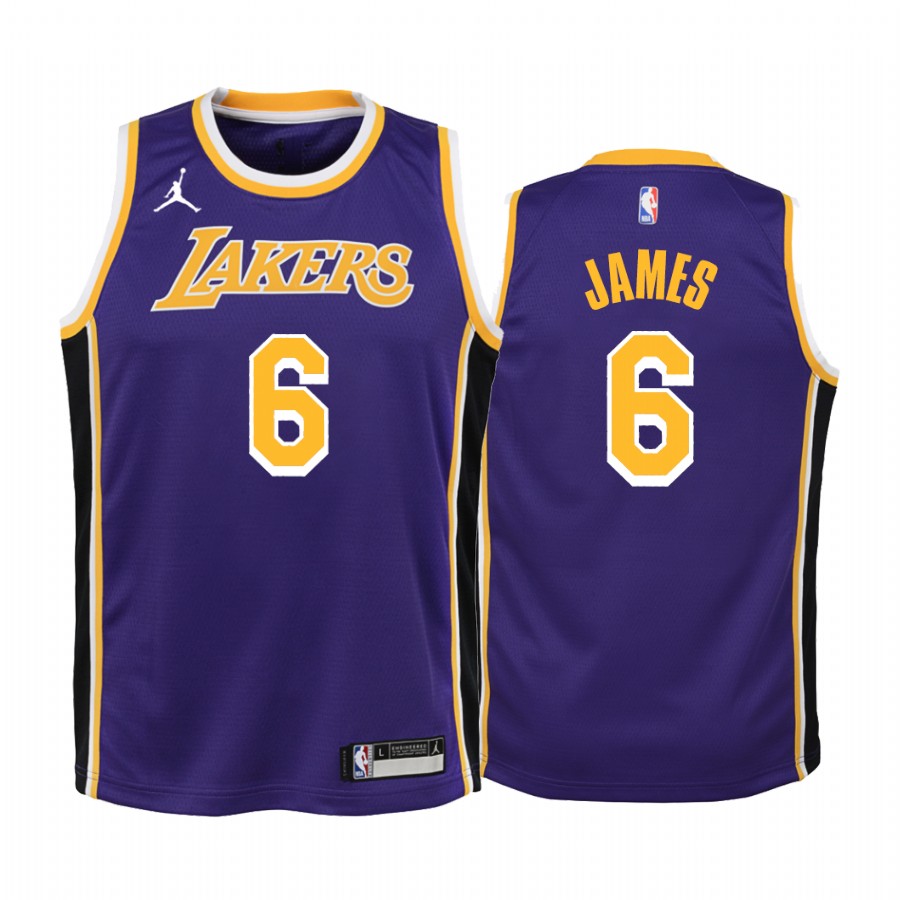 Los Angeles Lakers LeBron James Statement Edition Purple Youth Jersey Change Number #6
