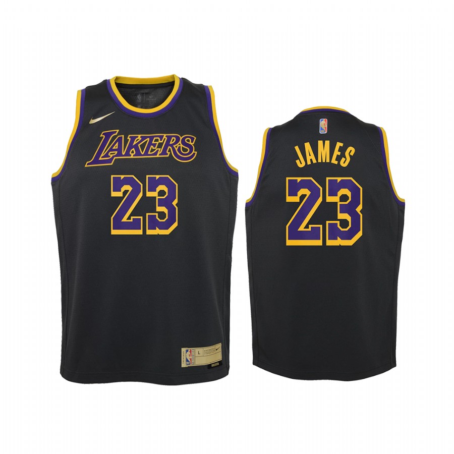 Los Angeles Lakers LeBron James Earned Edition Black Youth Jersey Swingman #23