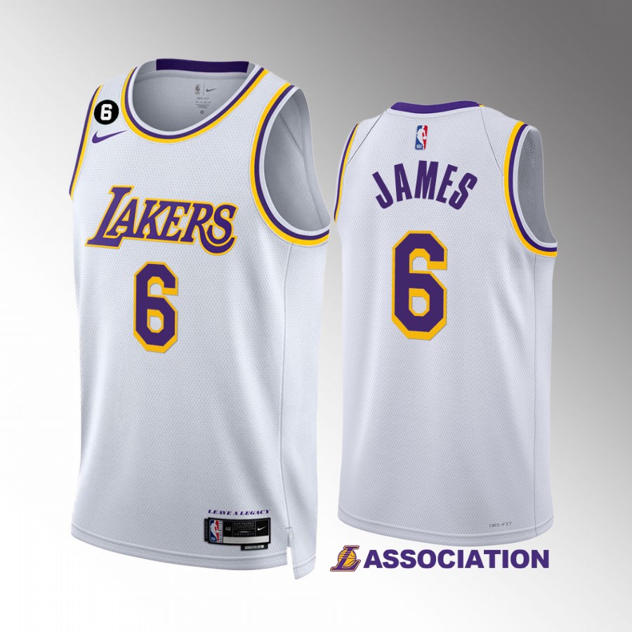 Los Angeles Lakers LeBron James Association Edition White #6 Jersey NO.6 Patch
