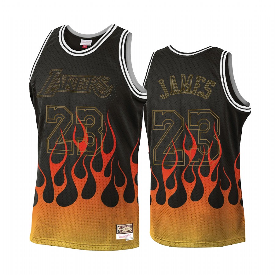 Los Angeles Lakers LeBron James #23 Black Flames Jersey