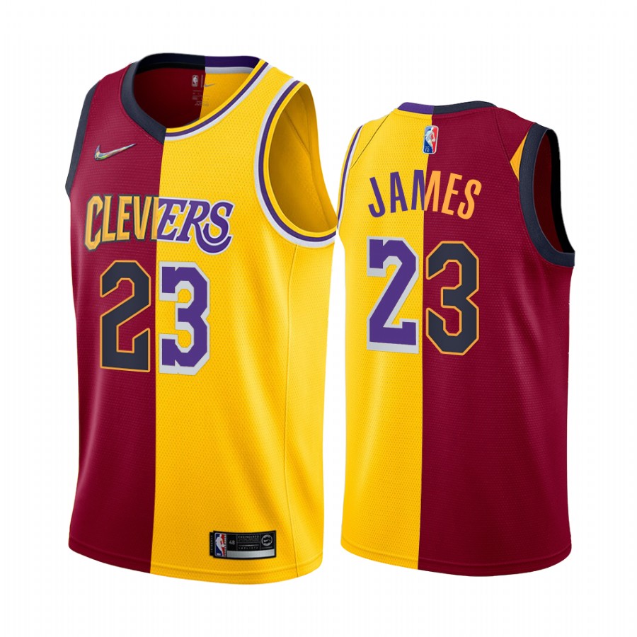 Los Angeles Lakers LeBron James #23 Red Gold King Return to the Cleveland Split Limited Jersey
