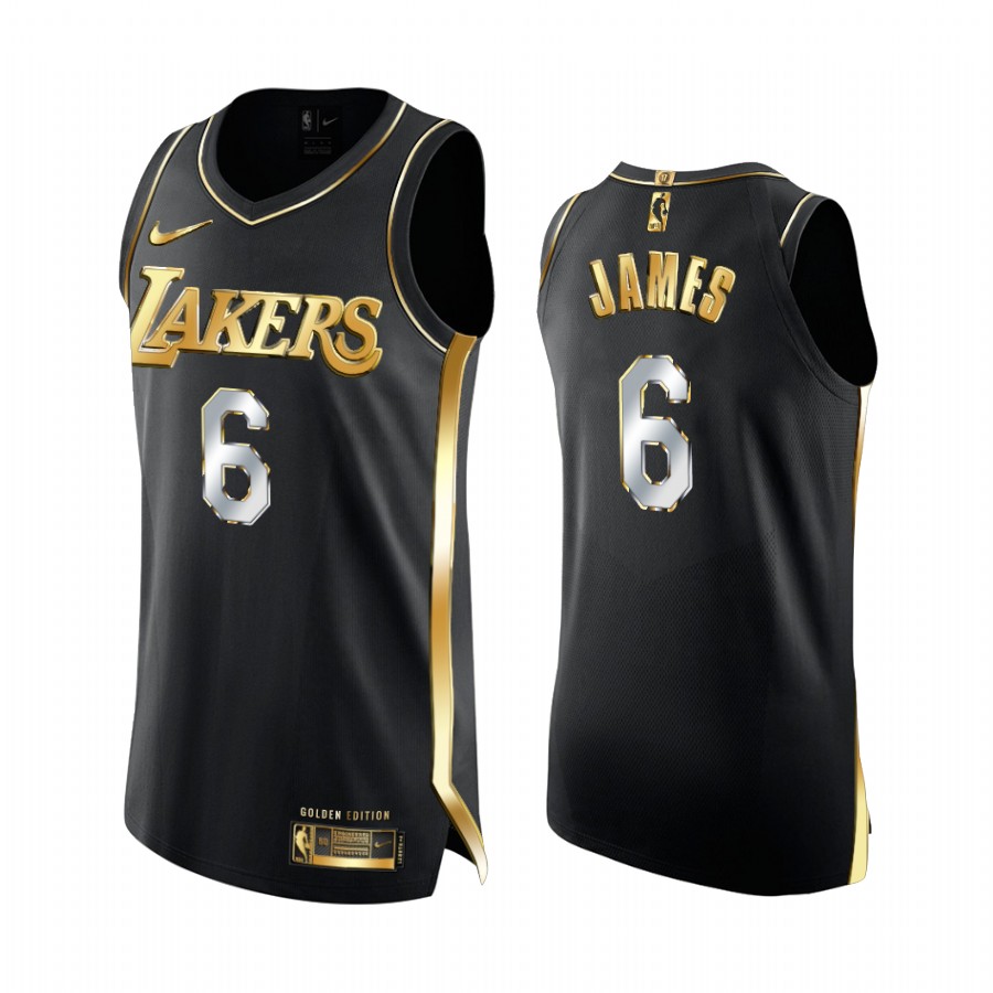 Los Angeles Lakers LeBron James Black Golden Edition Change Number Jersey 