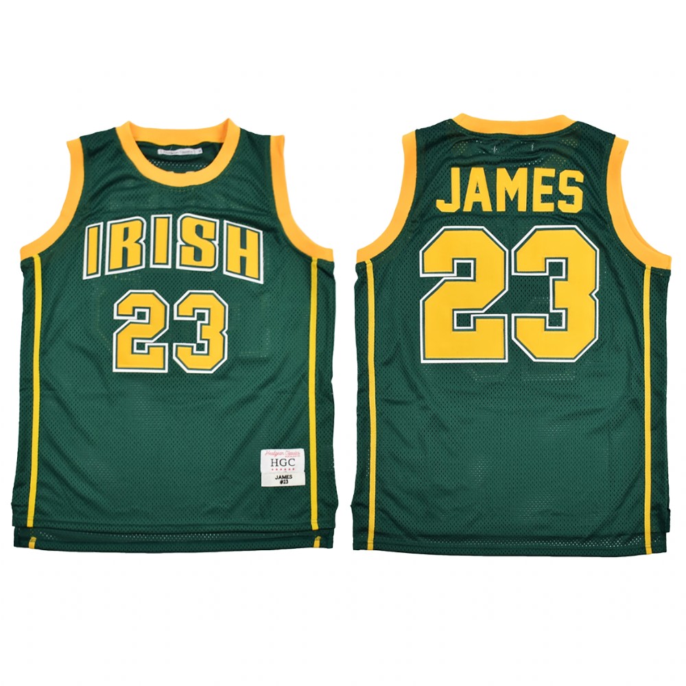 Los Angeles Lakers Lebron James Green Fighting Irish High School Jersey