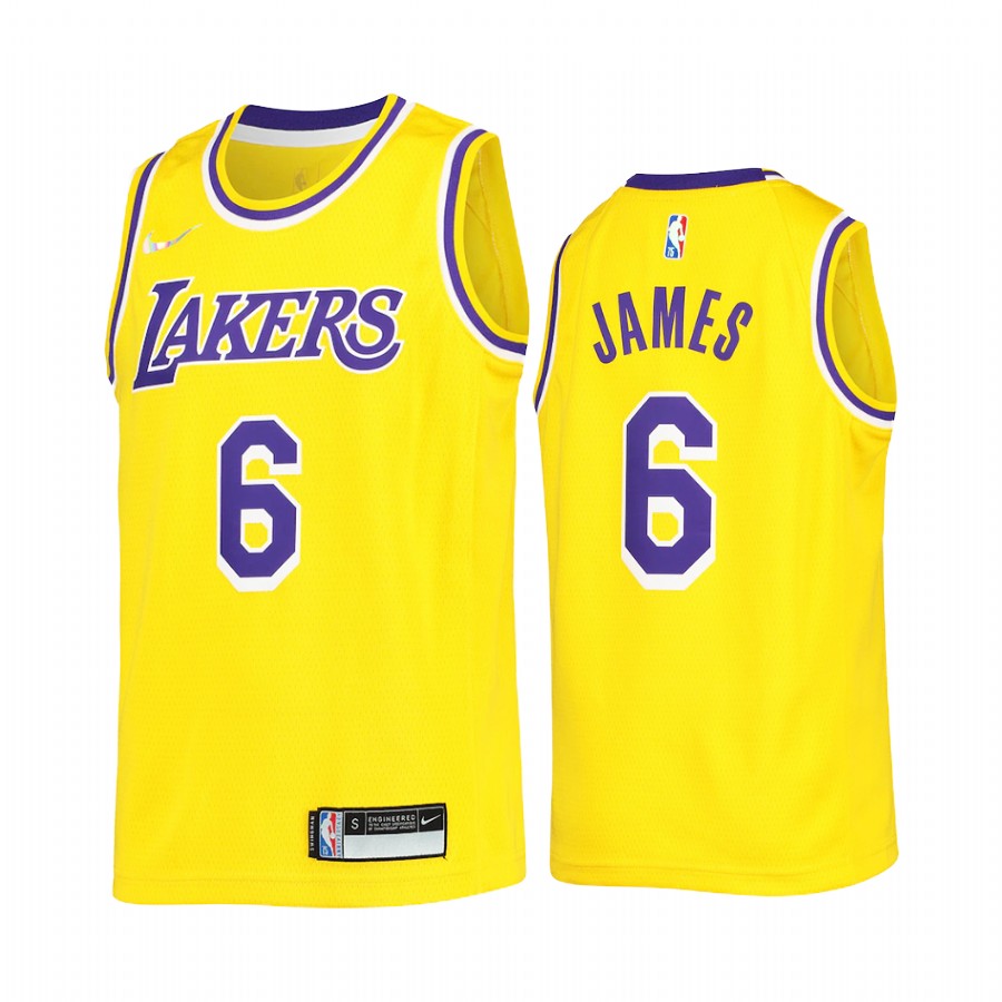 Los Angeles Lakers LeBron James Icon Edition Gold Youth Jersey 75th Diamond #6