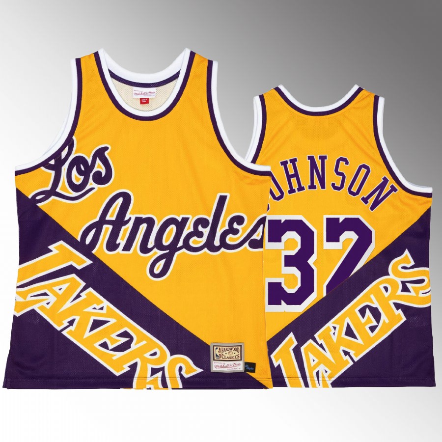 Los Angeles Lakers Magic Johnson Big Face 5.0 #32 Tank Top Purple Gold Two-Tone Fashion Men's Jersey Shirt
