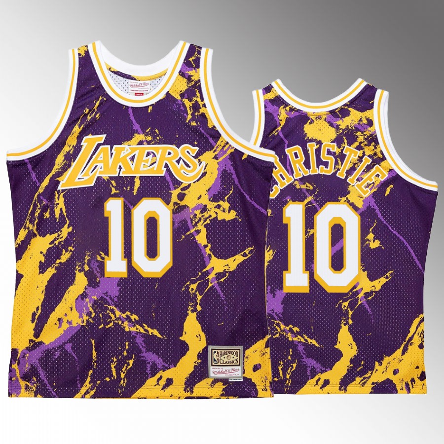 Los Angeles Lakers Max Christie Purple Marble Men Jersey Hardwood Classics