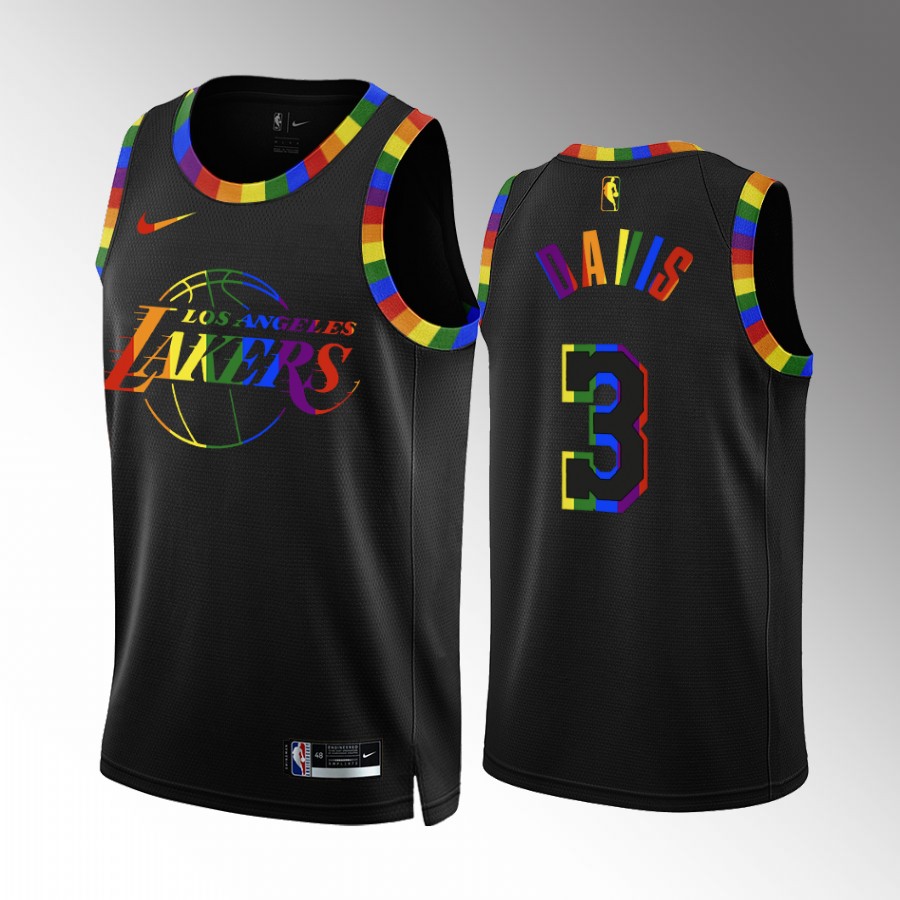 Los Angeles Lakers Pride Night Anthony Davis Black #3 Jersey Special