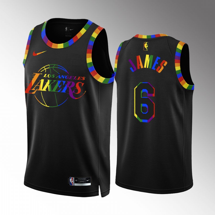 Los Angeles Lakers Pride Night LeBron James Black #6 Jersey Special