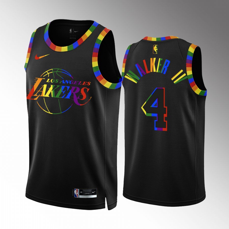 Los Angeles Lakers Pride Night Lonnie Walker IV Black #4 Jersey Special