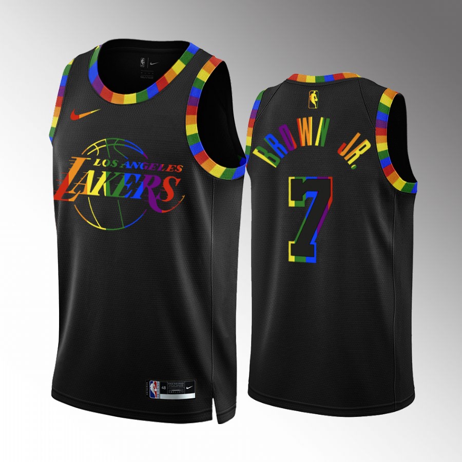 Los Angeles Lakers Pride Night Troy Brown Jr. Black #7 Jersey Special