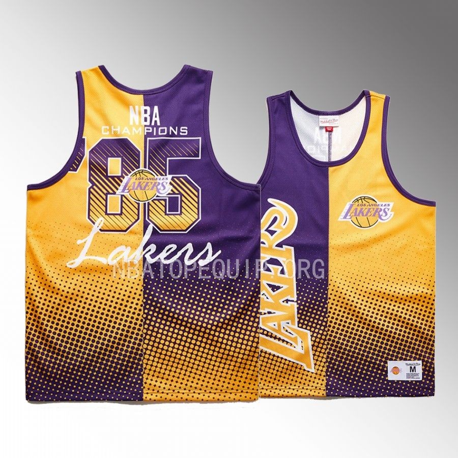 Los Angeles Lakers Purple Gold 1985 Champions Men Jersey Hardwood Classics