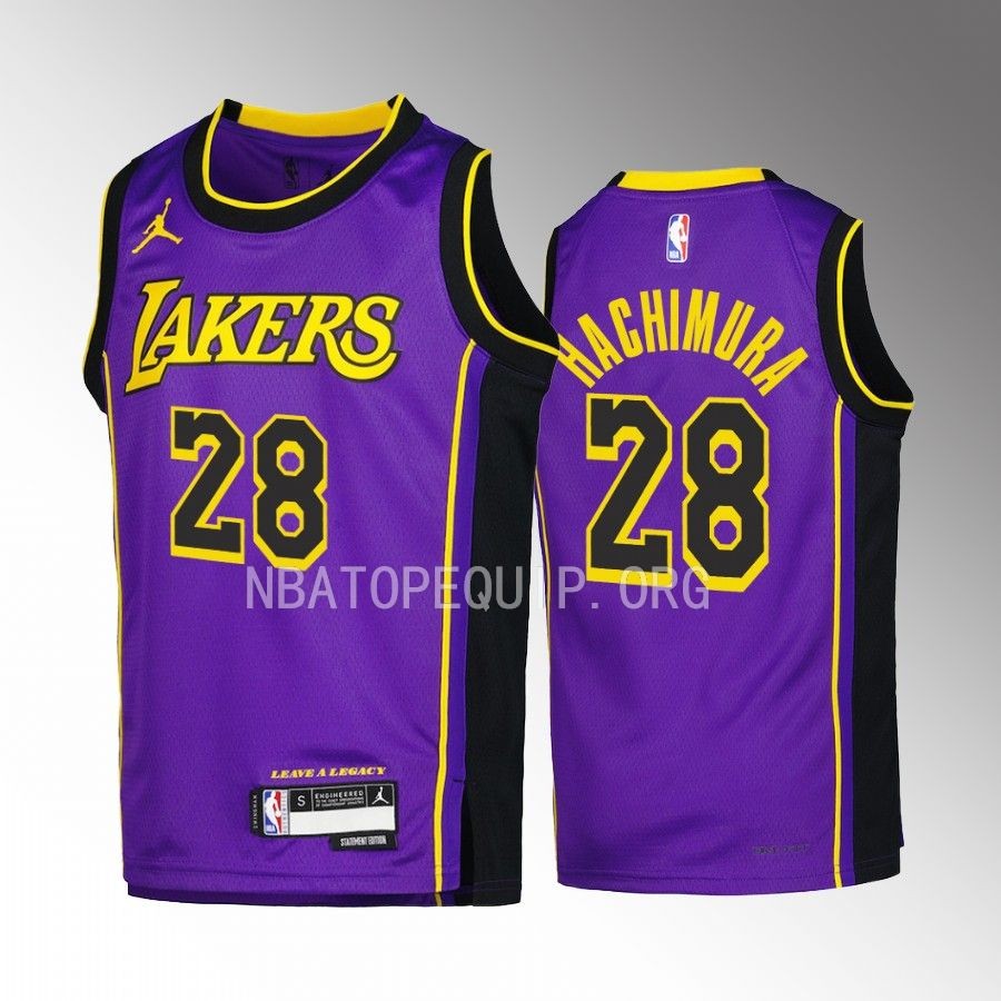 Los Angeles Lakers Rui Hachimura Statement Edition Purple Youth Jersey Swingman #28
