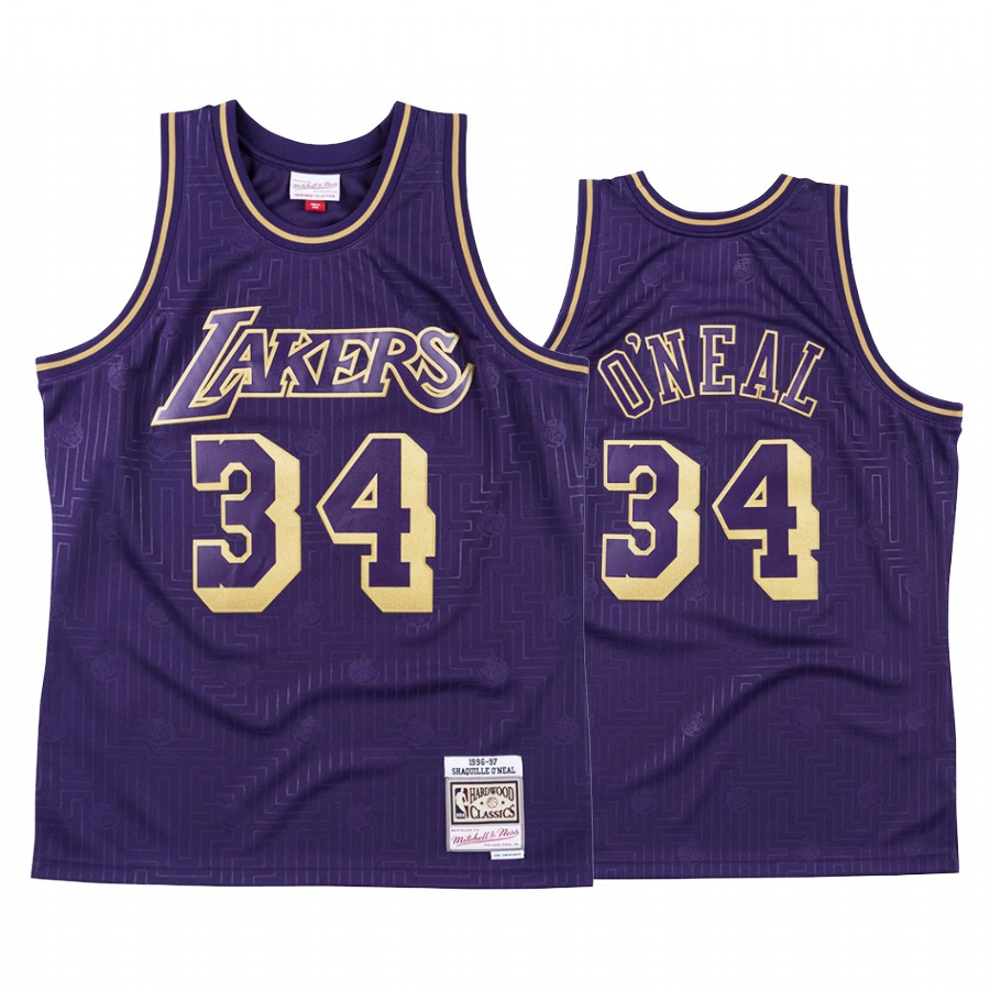 Los Angeles Lakers Shaquille O'Neal CNY Purple Throwback Jersey