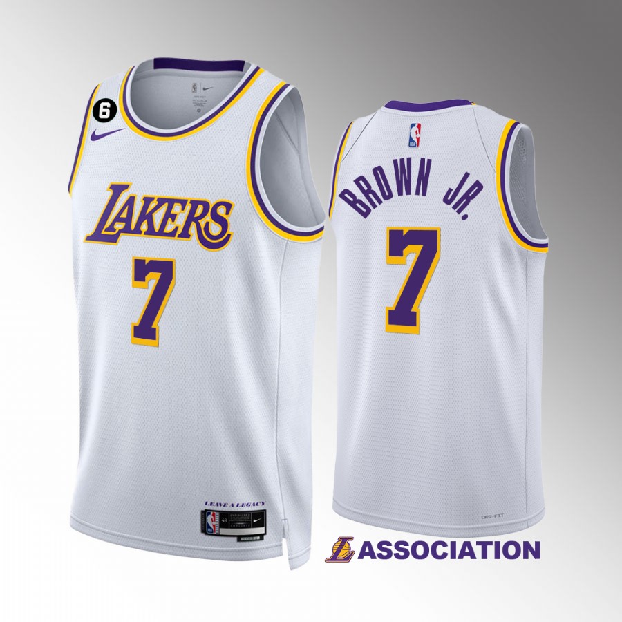 Los Angeles Lakers Troy Brown Jr. Association Edition White #7 Jersey NO.6 Patch