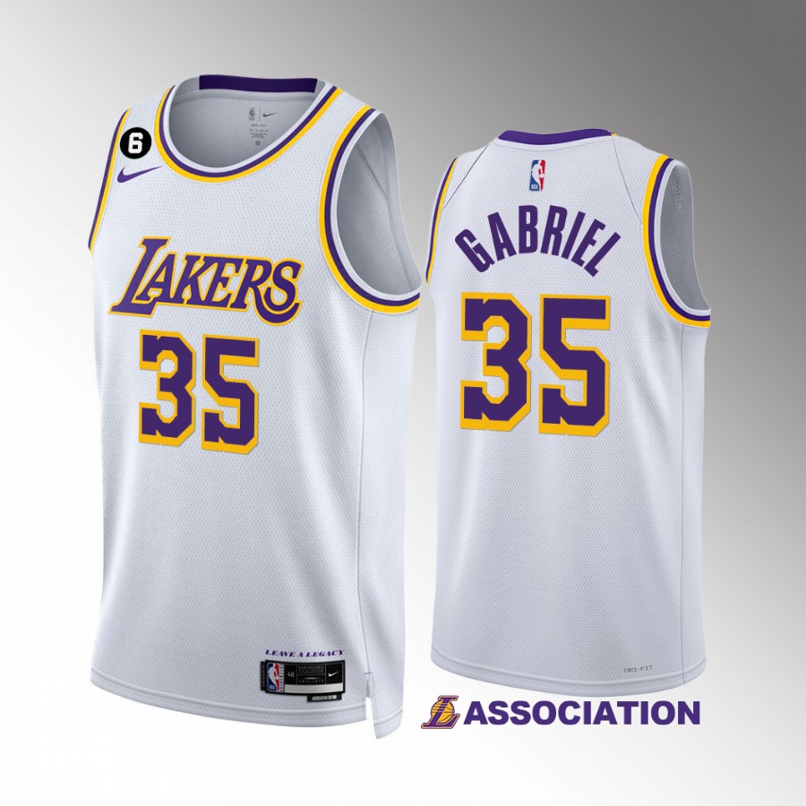 Los Angeles Lakers Wenyen Gabriel Association Edition White #35 Jersey NO.6 Patch