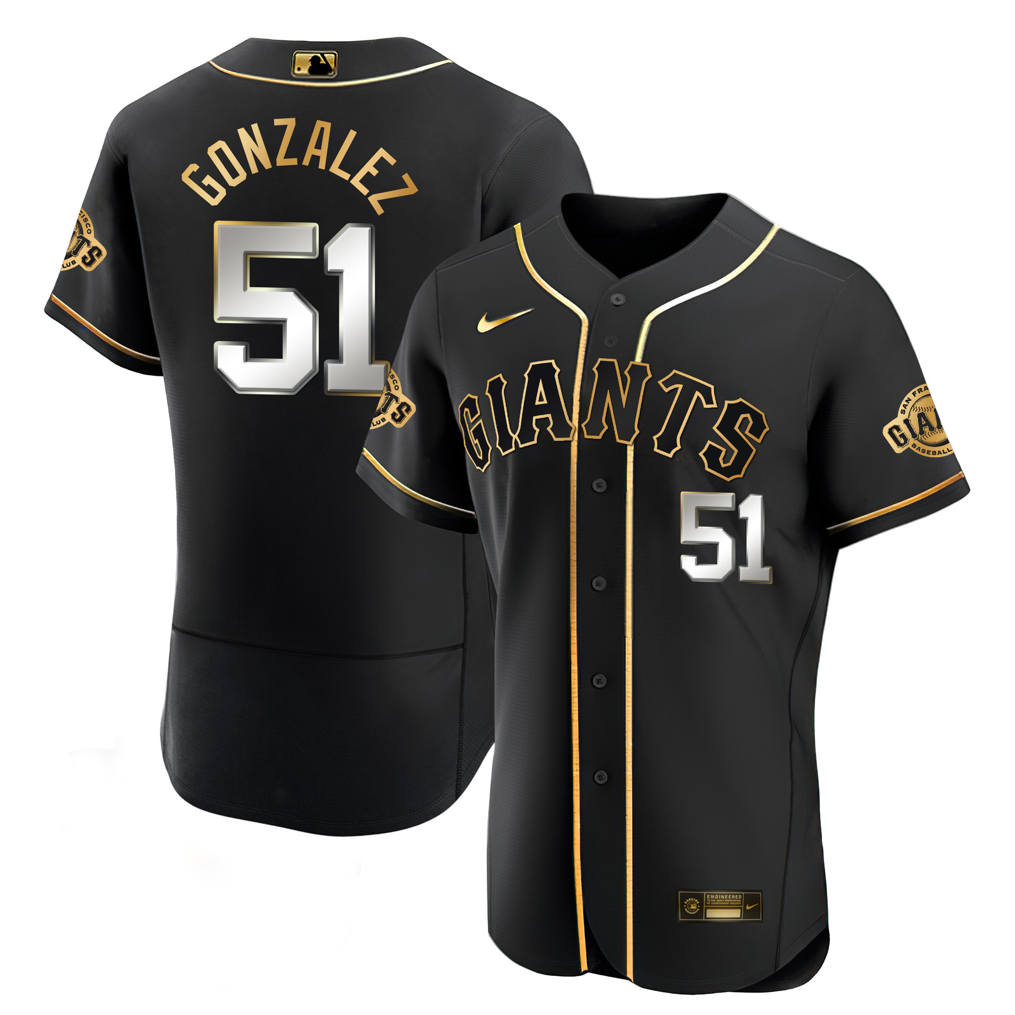 Luis Gonzalez Men's San Francisco Giants Black Limited & Gold Flex Black Limited Jersey